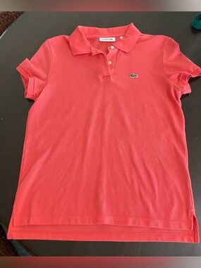 Lacoste Women's Polo Shirt - Cotton - Coral - Regular Fit Size 38